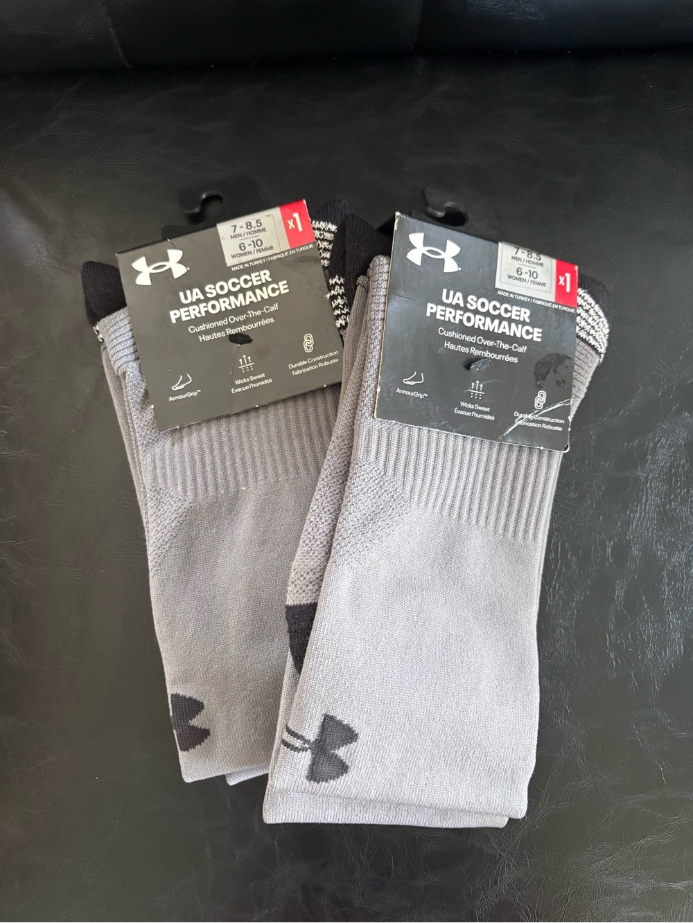 New! Under Armour Men’s Gray UA Soccer Performance Crew Socks - 2 Pack